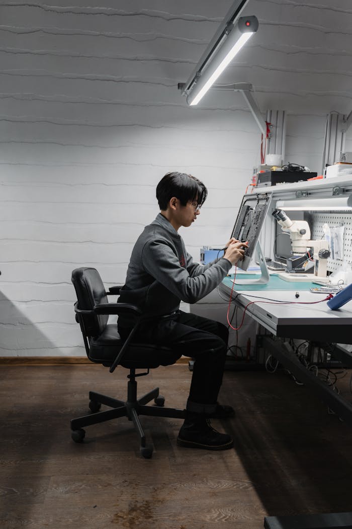 A Man Fixing a Motherboard